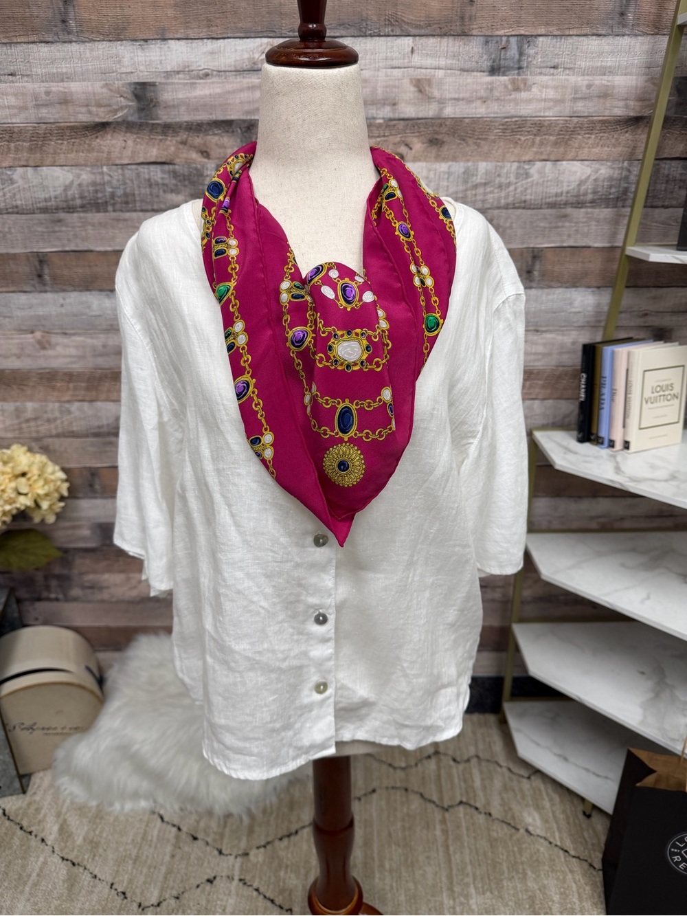 Axcess Pink Silk With Jewel Print Scarf